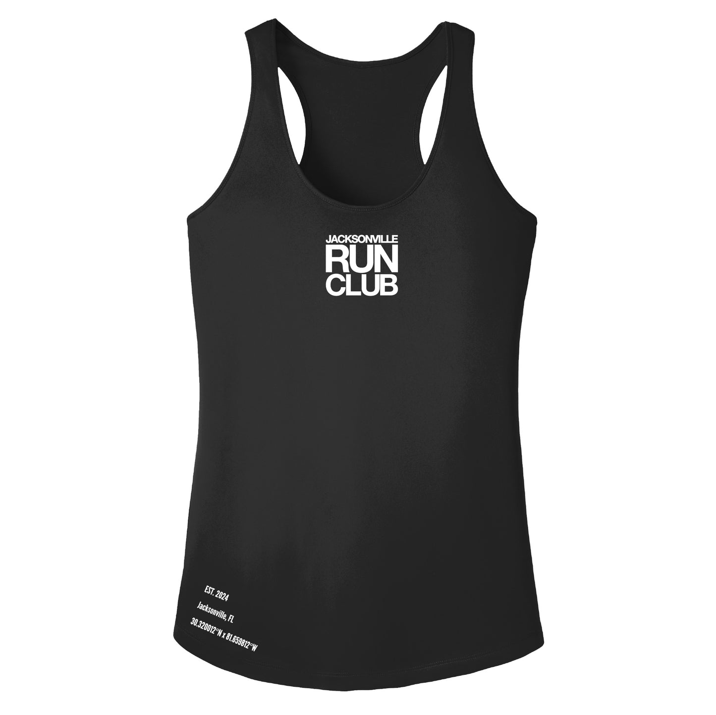 JACKSONVILLE RUN CLUB - LADIES RACER TANK (Black)
